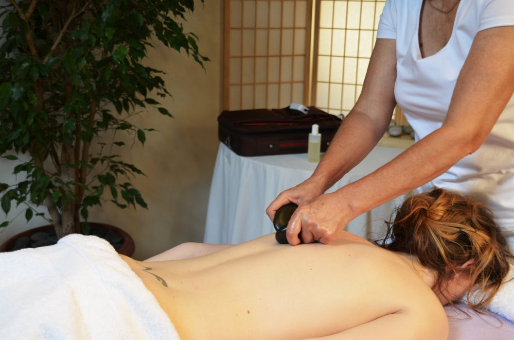 Basalt stone set for hot stone full body massage therapy