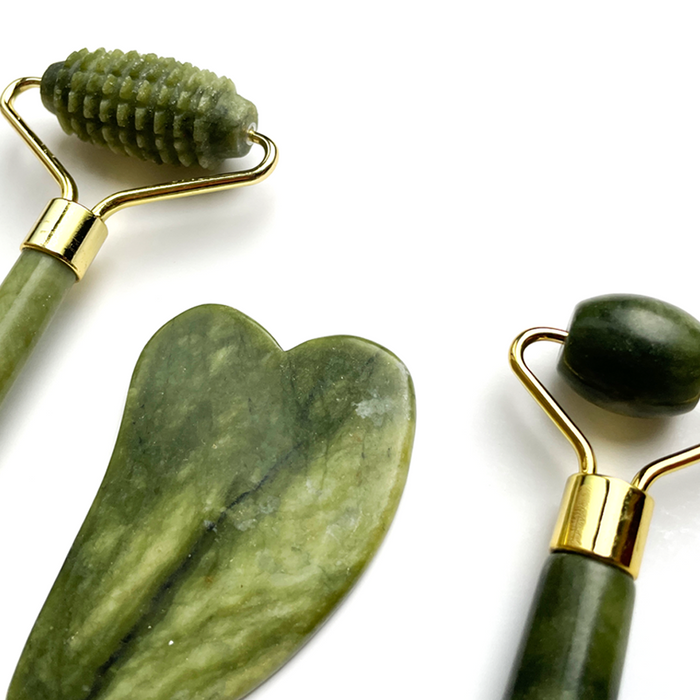 Intense Stimulation 3 Piece Jade Roller Set w/ Sculpting Tool