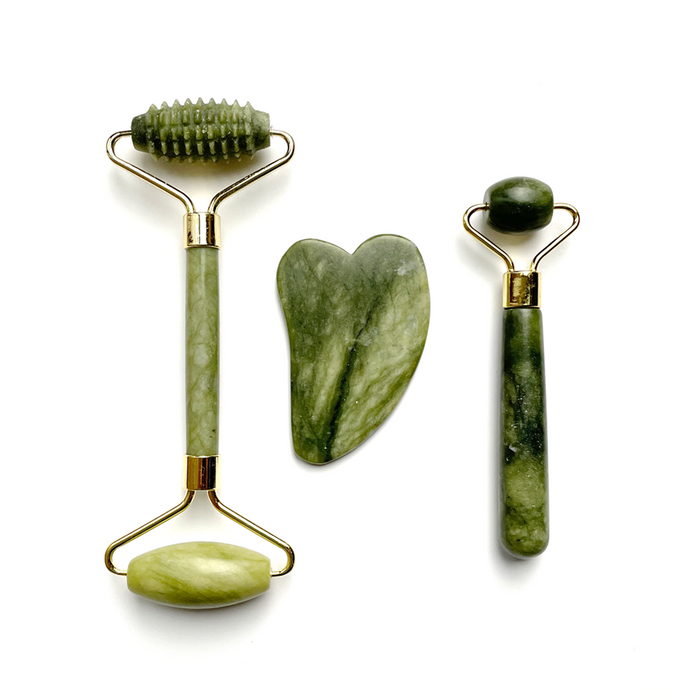 Intense Stimulation 3 Piece Jade Roller Set w/ Sculpting Tool